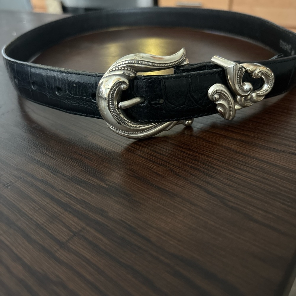 Brighton Black Leather Belt with Silver Buckle